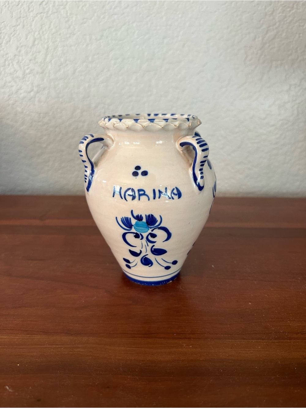 Vintage Spanish Hand-Painted Style Ceramic Vase/Jar